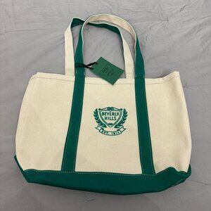 REVOLVE x BEVERLY HILLS Green & Cream Tote Bag - NWT!